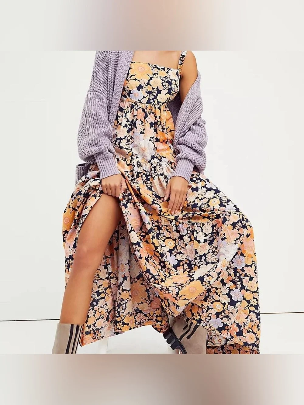 Free People Park Slope maxi dress in navy floral - Picture 5 of 6